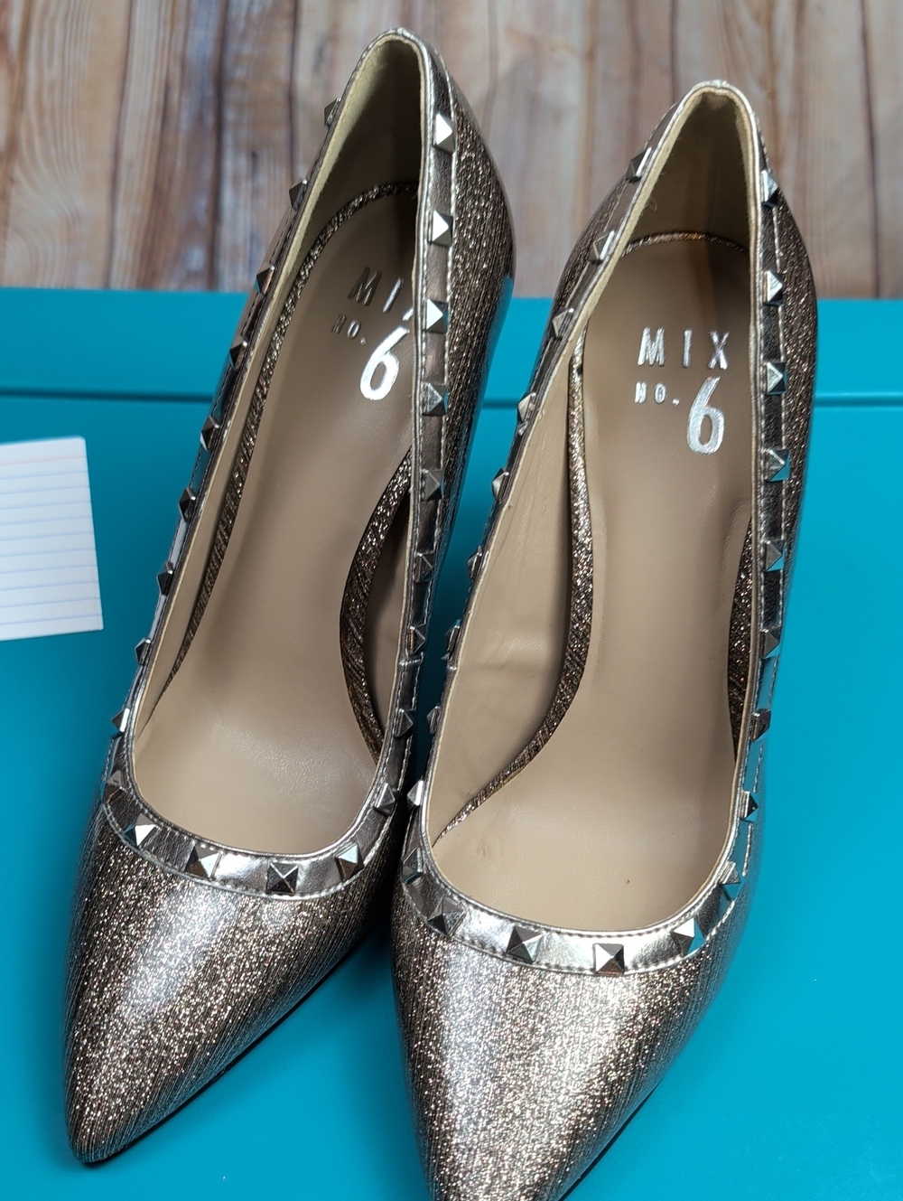 Mix No. 6 Womens Metallic Bronze Stud Pointed-Toe Pumps Size 8 New